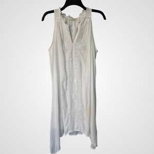 Indigo Rose Sleeveless Dress White Lace Trim Boho Cottagecore Large